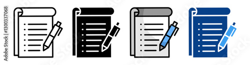 Note Taking  Icon Set Multiple Style Collection