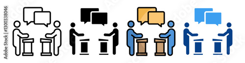 Classroom Debate  Icon Set Multiple Style Collection