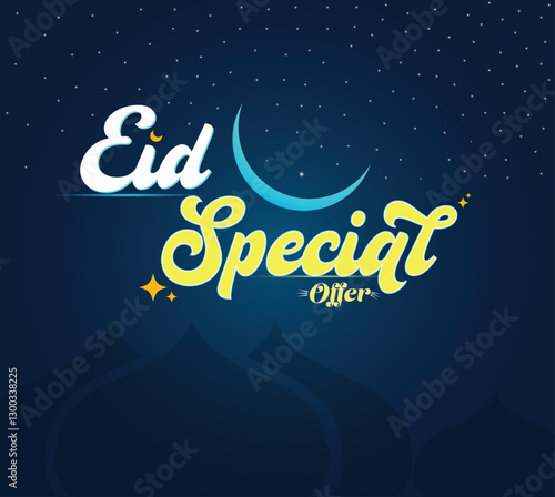 Eid special offer typography calligraphy banner design template vector, Eid special offer lettering
