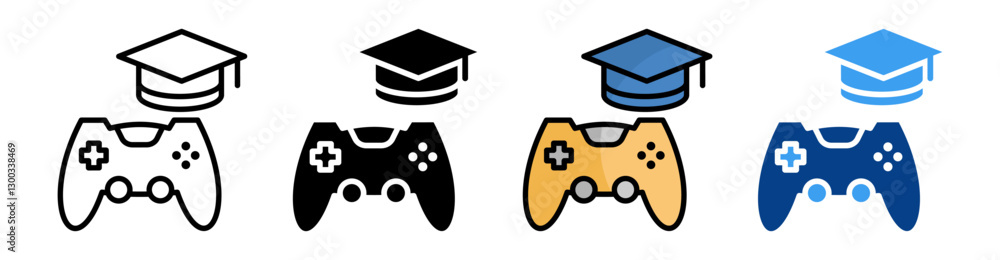 Fototapeta premium Learning Games Icon Set Multiple Style Collection