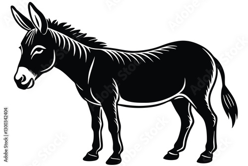 Vector flat donkey silhouette isolated on white background