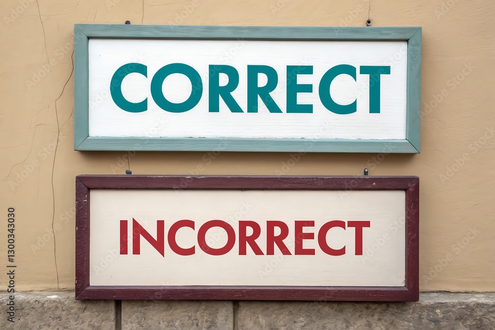 Two boards: one with a bold, vibrant correct word and the other with a similar, incorrect word, set against a bright, educational background. Two boards: one with a bold, vibrant correct word and the other with a similar, incorrect word, set against a bright, educational background.