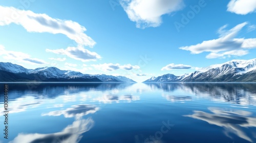Wallpaper Mural Tranquil reflections on a serene lake majestic mountains digital art peaceful landscape aerial view nature's beauty Torontodigital.ca