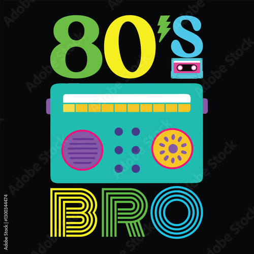 Retro 80s T-shirt Design Vector with Bold 80s Vibe
