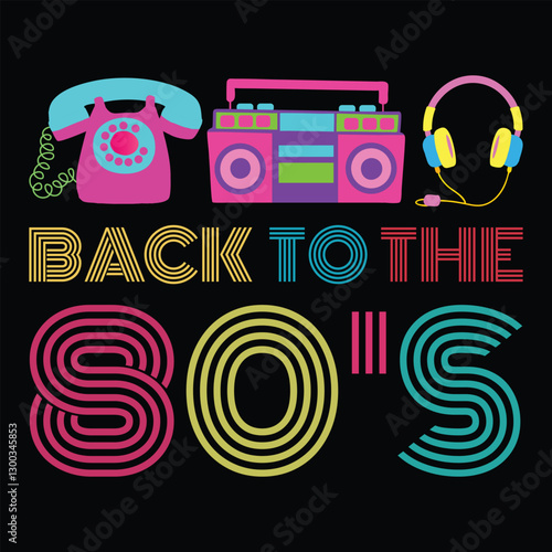 Vintage Retro Clipart Illustration for Classic 80s Tees
