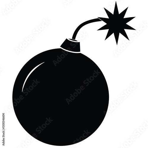 Black Bomb Silhouette Explosive Icon Illustration