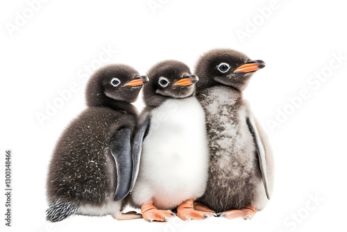 penguins chicks Isolated on white background.