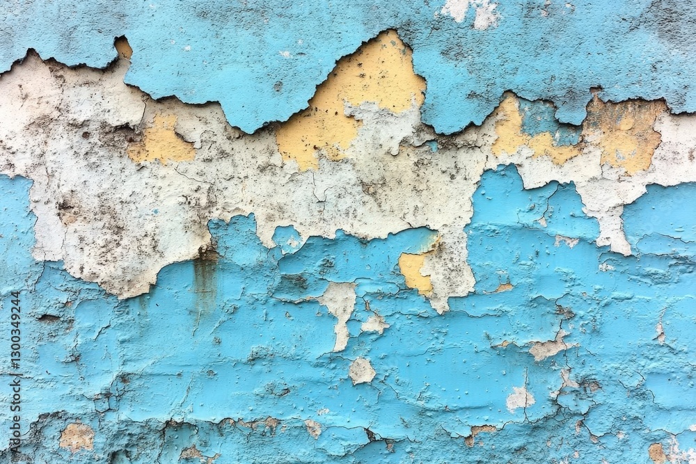 Fototapeta premium Weathered Blue And Yellow Painted Wall