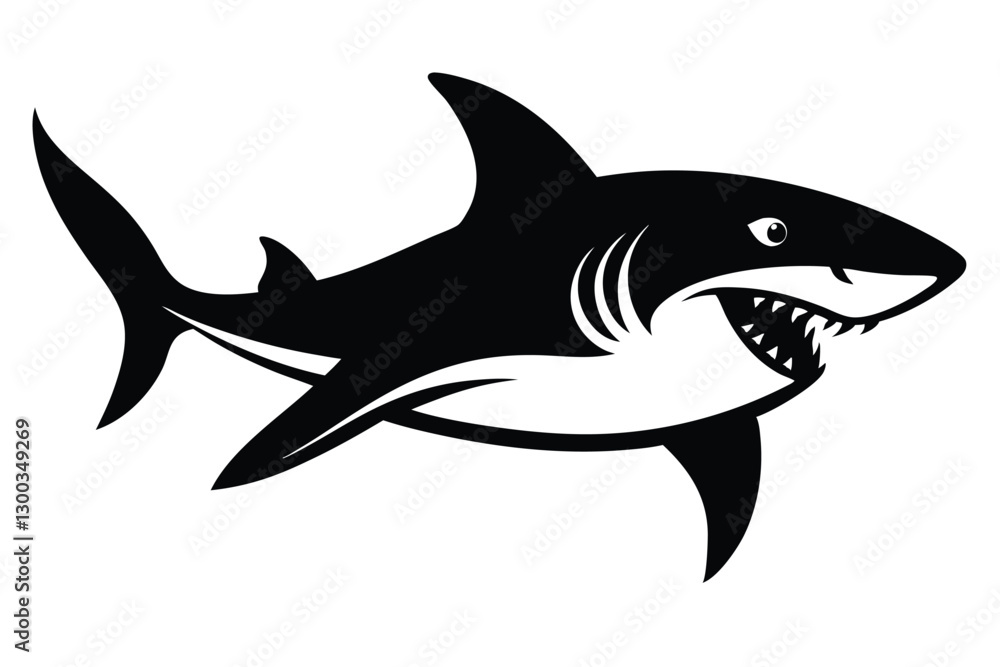 Fototapeta premium black and white illustration shark vector