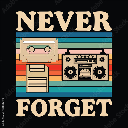Retro 80s Clipart Design for T-shirt Illustrations and Prints
