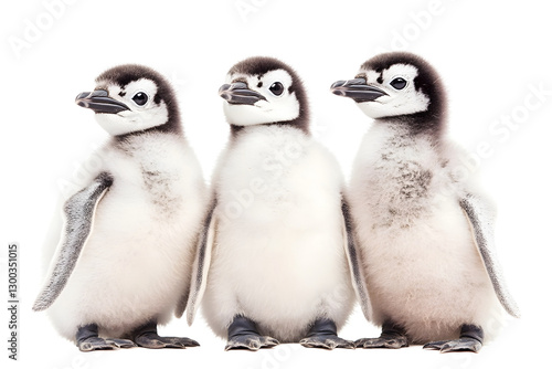 penguins chicks Isolated on white background.
