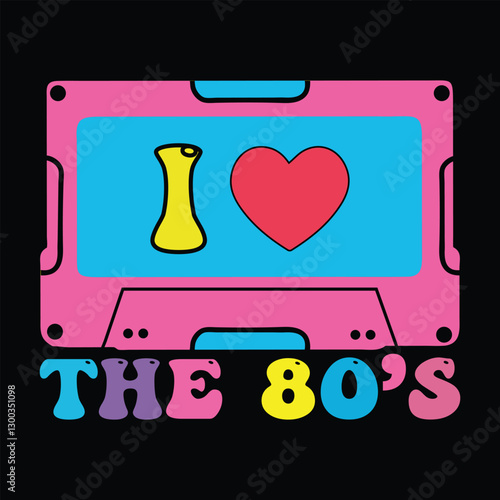 Classic Retro 80s Clipart Illustration for Retro T-shirt Designs
