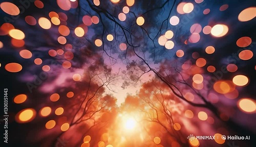 Blur bokeh light background .Summer concept of abstract nature blurred background. Sun breaking through leaves blurred bokeh background.