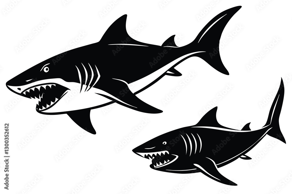 Obraz premium different Shark Silhouette vector