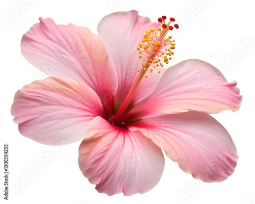 Pink hibiscus flower isolated on white background