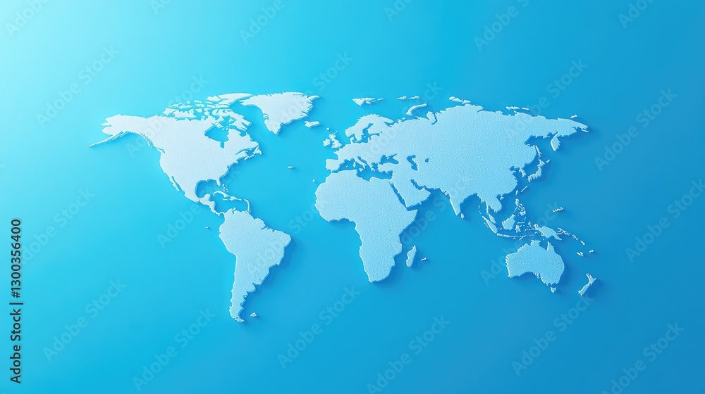 Obraz premium World Map, Global Perspective in Light Blue