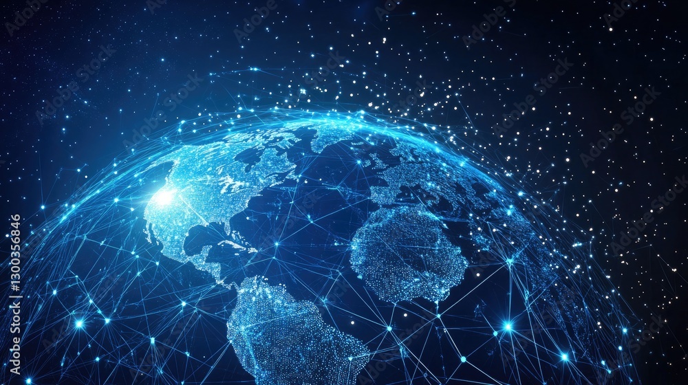 Obraz premium Global Network, Digital Earth Visualization