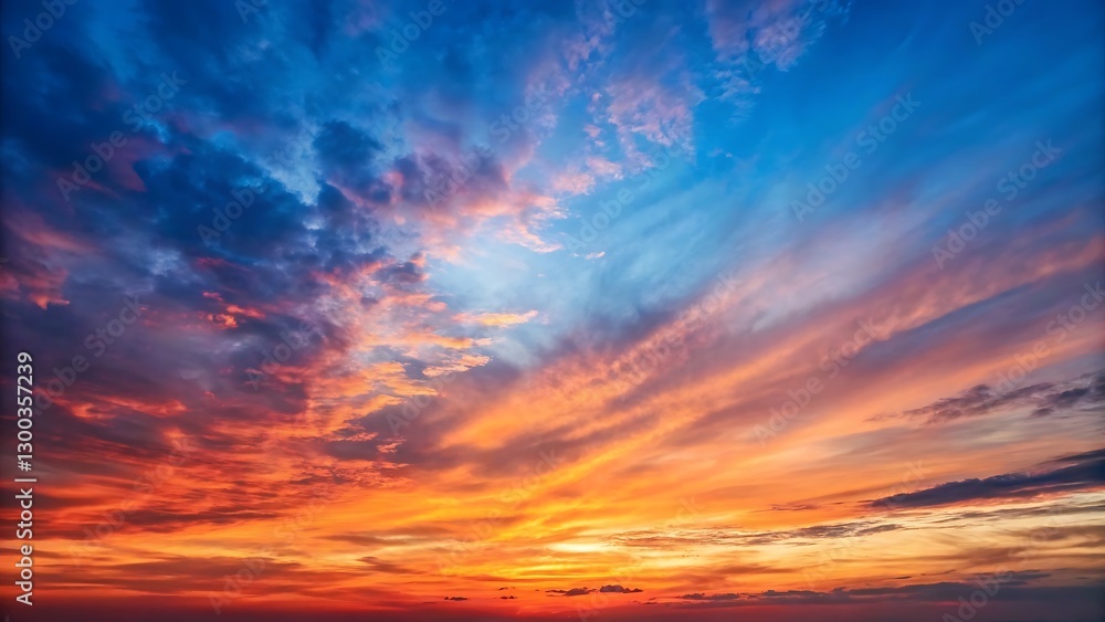 Fototapeta premium Vibrant sunset sky with colorful clouds