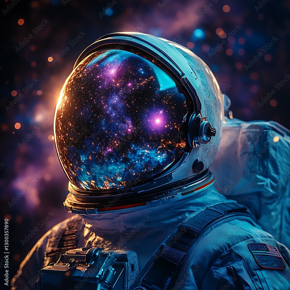 Astronaut portrait, space reflection, cosmic backdrop Astronaut portrait, space reflection, cosmic backdrop