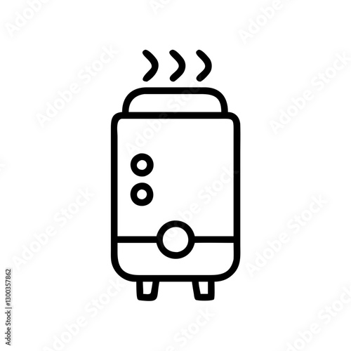 Boiler icon with steam symbols in modern minimalist design for heating solutions
