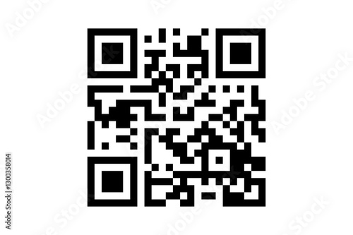 Isolated QR Code PNG on Transparent Background — Black & White Digital Scan Icon