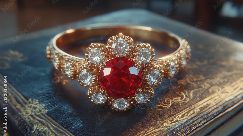 Obraz premium Antique Ruby Ring Secret Proposal.