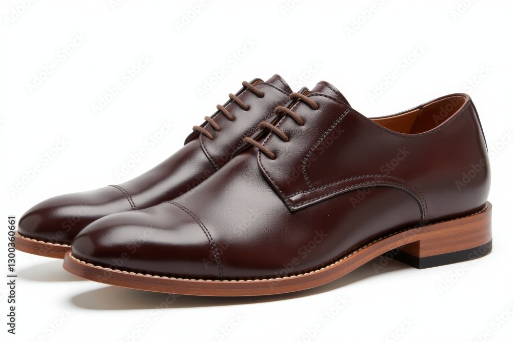 Elegant brown leather oxford shoe, isolated on white. Elegant brown leather oxford shoe, isolated on white.