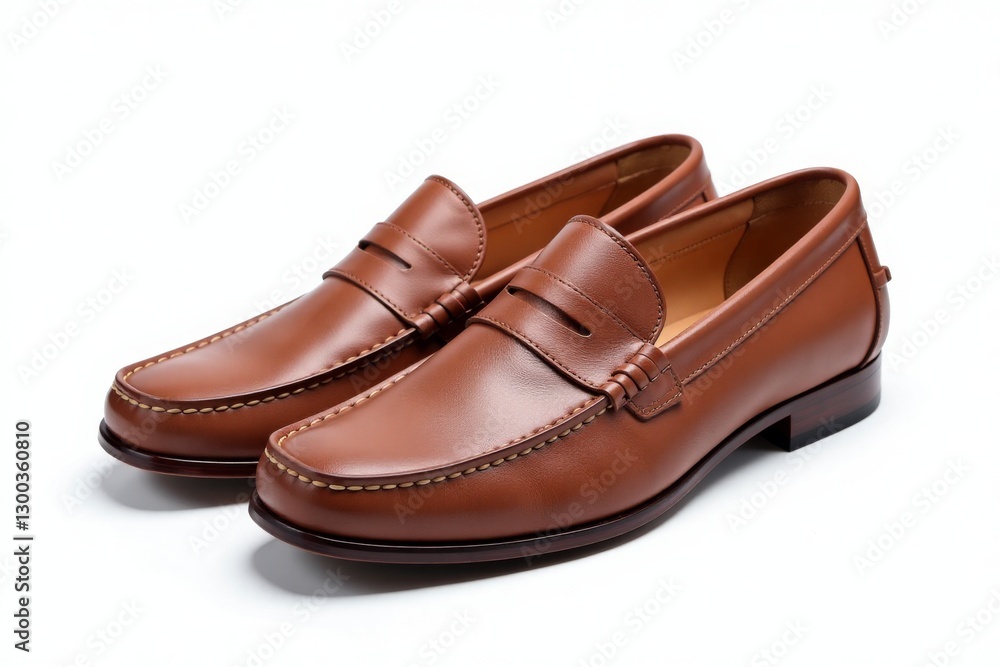 Elegant brown leather oxford shoe, isolated on white. Elegant brown leather oxford shoe, isolated on white.