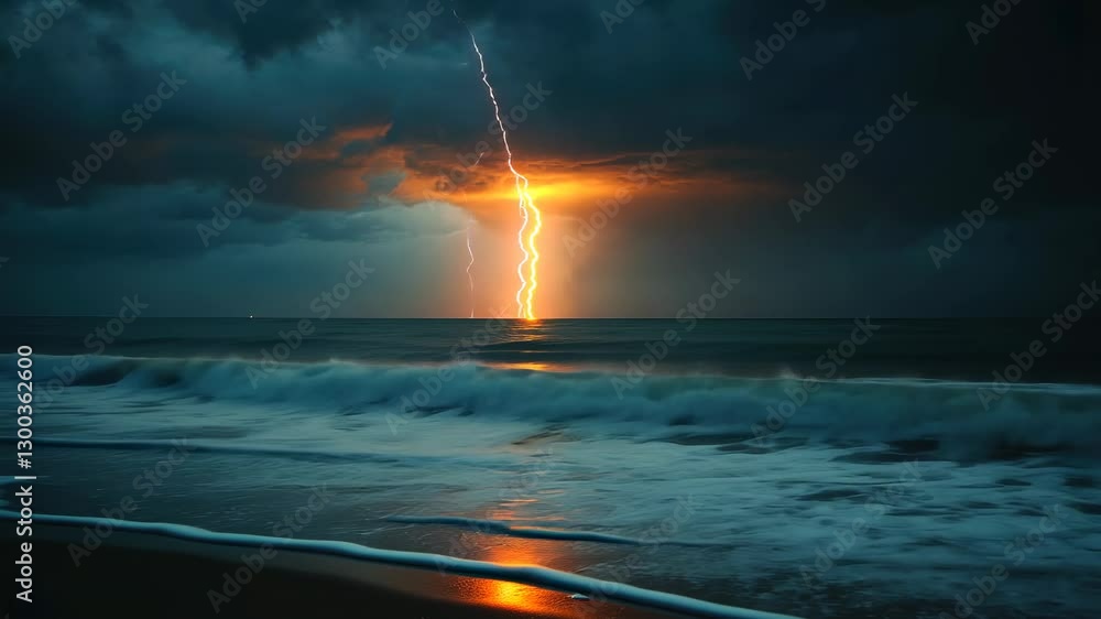 Lightning Strike over the Ocean: A Dramatic Seascape