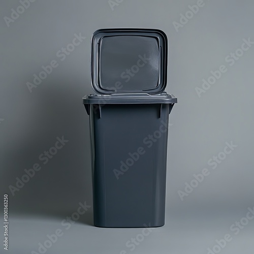 Obraz na płótnie Gray Bin with Open Lid: A close-up shot presents a gray bin with its lid slightly ajar, offering a glimpse into its purpose. w salonie