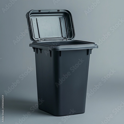 Obraz na płótnie Open bin for Waste: The robust, utilitarian design of an open waste container with its lid slightly ajar, inviting efficient and tidy waste disposal. An environmentally-conscious symbol. w salonie
