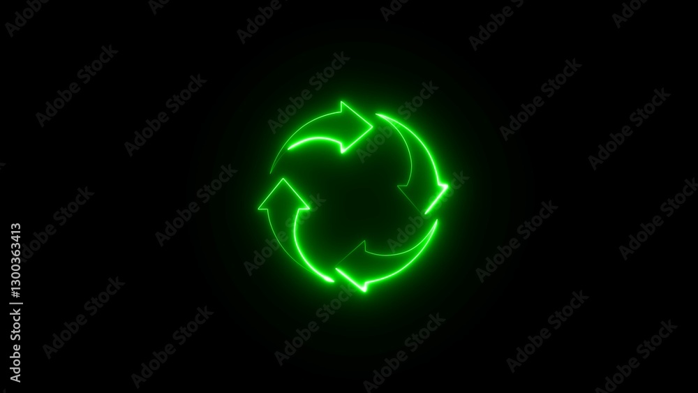 Neon line refresh icon isolated on black background. Abstract beautiful neon refresh and recycle icon illustration. Neon line refresh icon isolated on black background. Abstract beautiful neon refresh and recycle icon illustration.