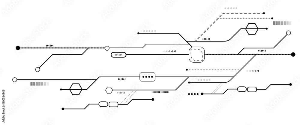Vector Technology connected white lines and dots with electronics elements on tech bg. Digital technology futuristic internet network speed connection white background. Vector Technology connected white lines and dots with electronics elements on tech bg. Digital technology futuristic internet network speed connection white background.