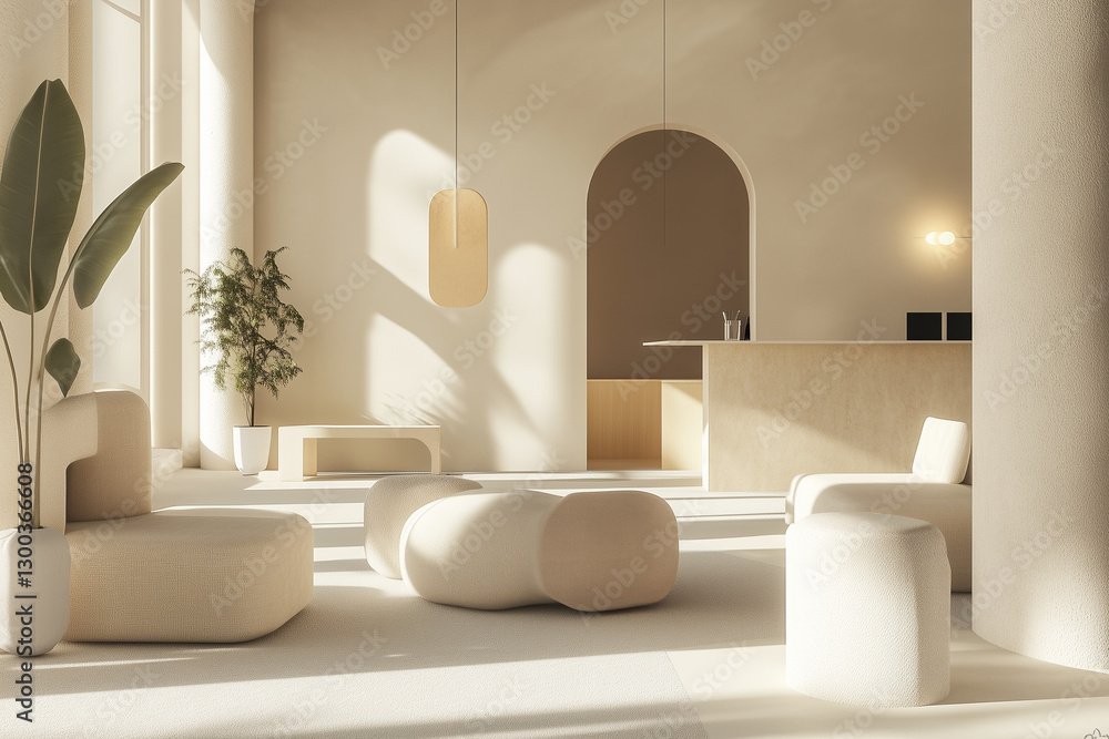 Minimalist Lounge with Neutral Aesthetic