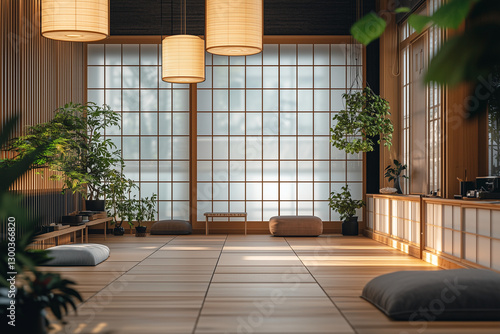 Obraz na płótnie Japanese Zen Room with Shoji Screens w salonie