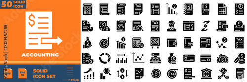 Accounting Solid Editable Icons set