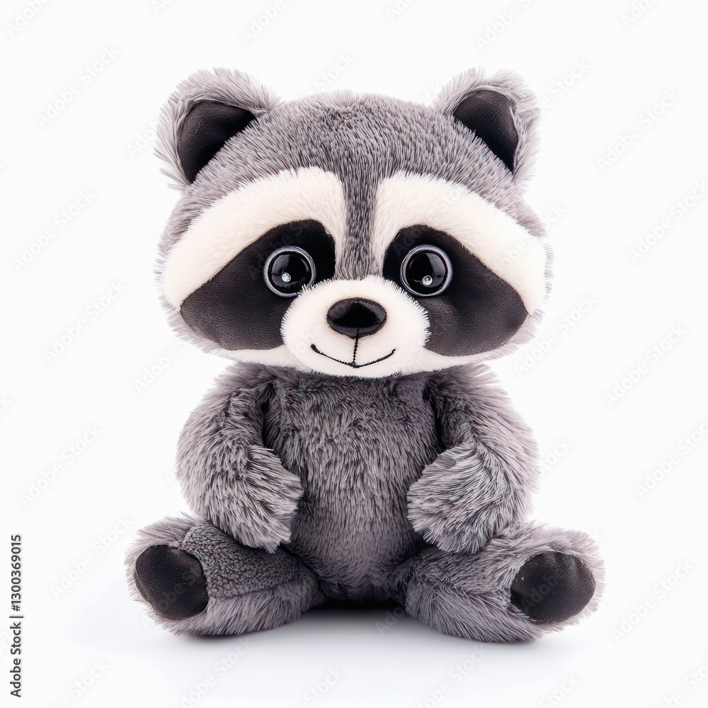 Cute raccoon plush toy isolated on white background. Cute raccoon plush toy isolated on white background.