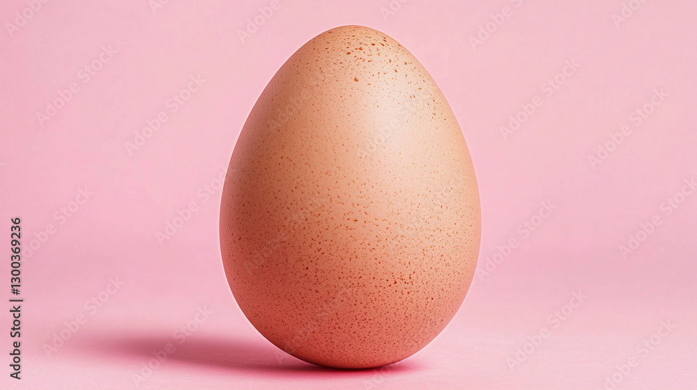 Fototapeta premium Simple brown egg placed against a soft pink backdrop creating a minimalist aesthetic