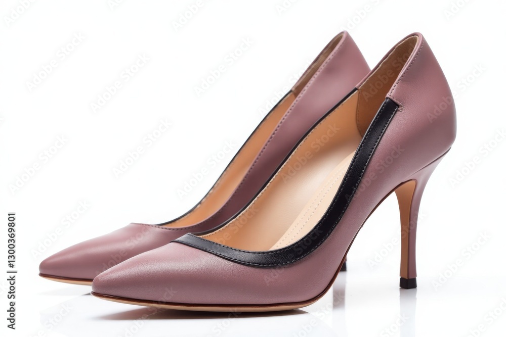 Red leather stiletto heel pumps, isolated on white. Red leather stiletto heel pumps, isolated on white.