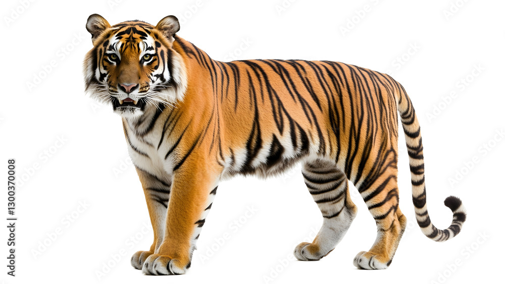Fototapeta premium Whole tiger standing Isolated on white background.