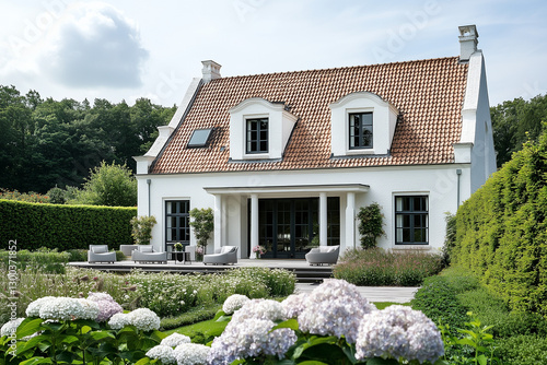 Obraz na płótnie Classic European Cottage with Garden w salonie