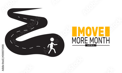 April is Move more month. Holiday concept. suitable for placard, background,Greeting Card, Poster design template 
with text inscription, standard Social Media Post.