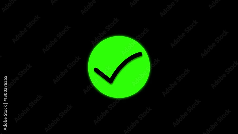 Check mark Icon isolated . neon tick mark icon animation .yes sign . Check mark Icon isolated . neon tick mark icon animation .yes sign .