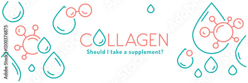Collagen line web banner. Connective tissue protein.