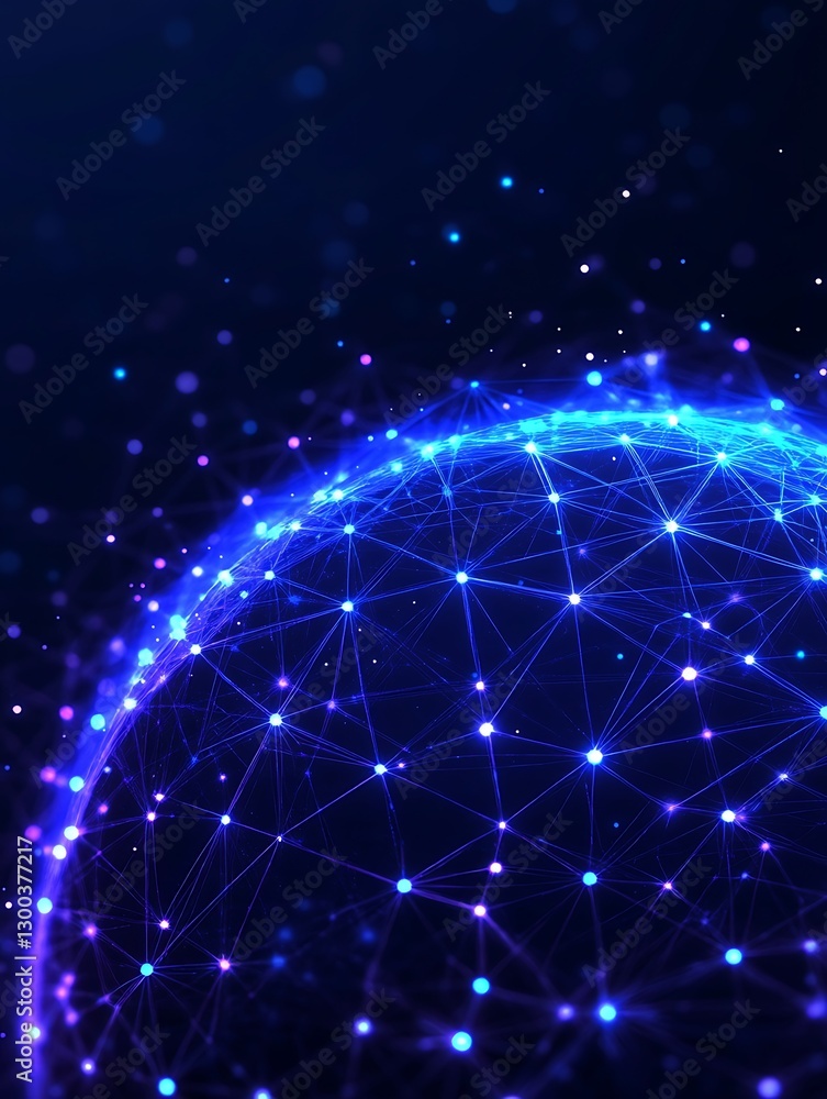 Obraz premium Glowing Digital Sphere with Interconnected Network and Points
