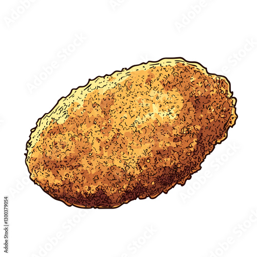Crispy Breaded Chicken Cutlet Illustration