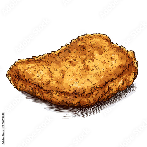 Crispy Breaded Chicken Cutlet Illustration