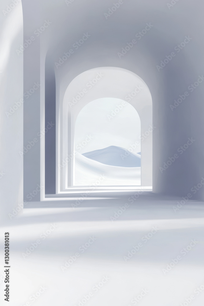 Fototapeta premium Abstract Architectural Tunnel with Arched Openings