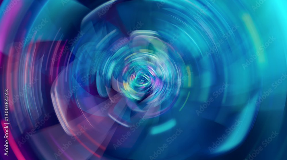Obraz premium Rotating blue and purple hues create a dynamic, abstract radial blur effect. Vibrant blue and purple abstract vortex creates a mesmerizing digital art piece