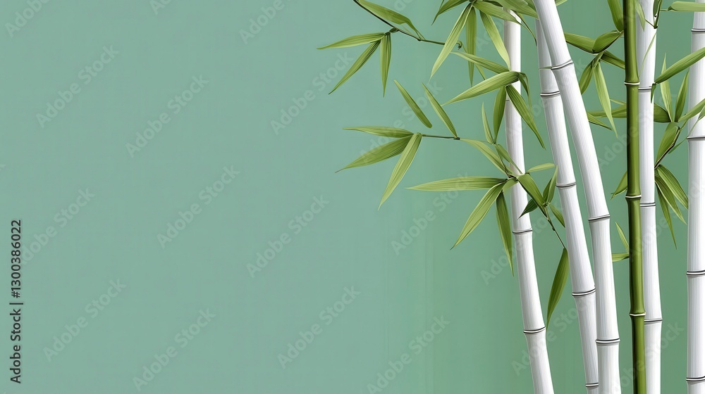 Obraz premium Serene Close up of Bamboo Stalks Against a Muted Green Background